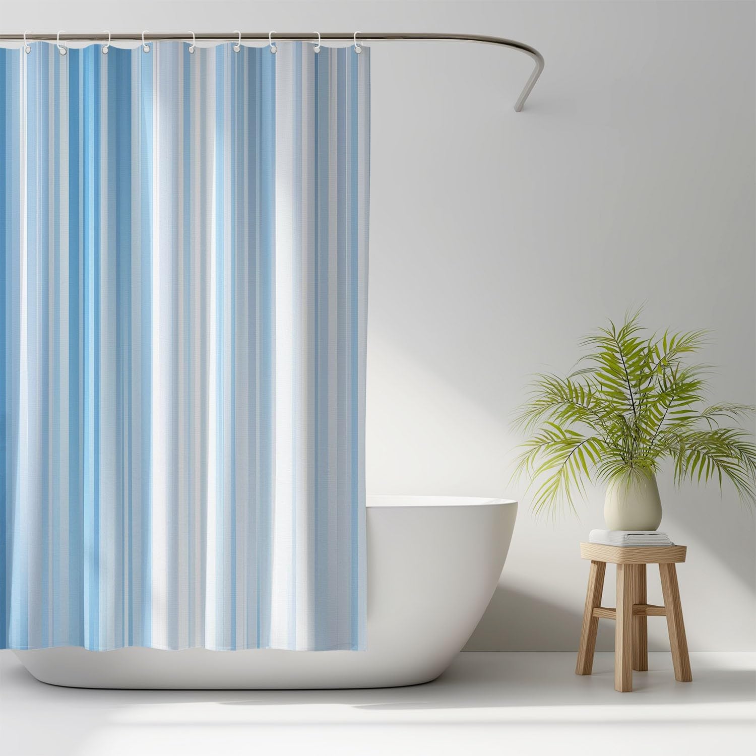 Generico Zasłona prysznicowa 240 x 200 cm, 1 sztuka, miękka mikrofibra, wodoodporna i odporna na pleśń, zmywalna, do łazienki lub wanny, z oczkami i haczykami, niebieskie, minimalistyczne eleganckie