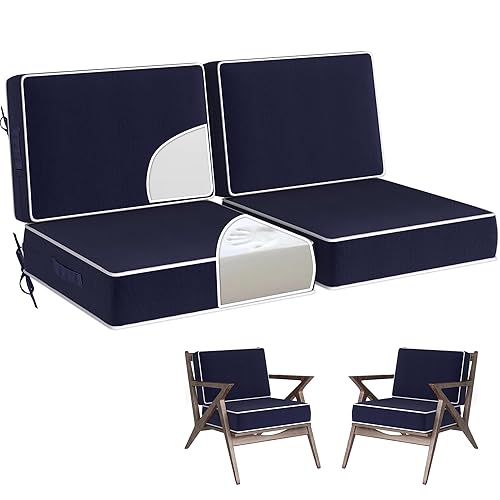 5" Thick Outdoor Chair Cushions Set of 2 - 24x24