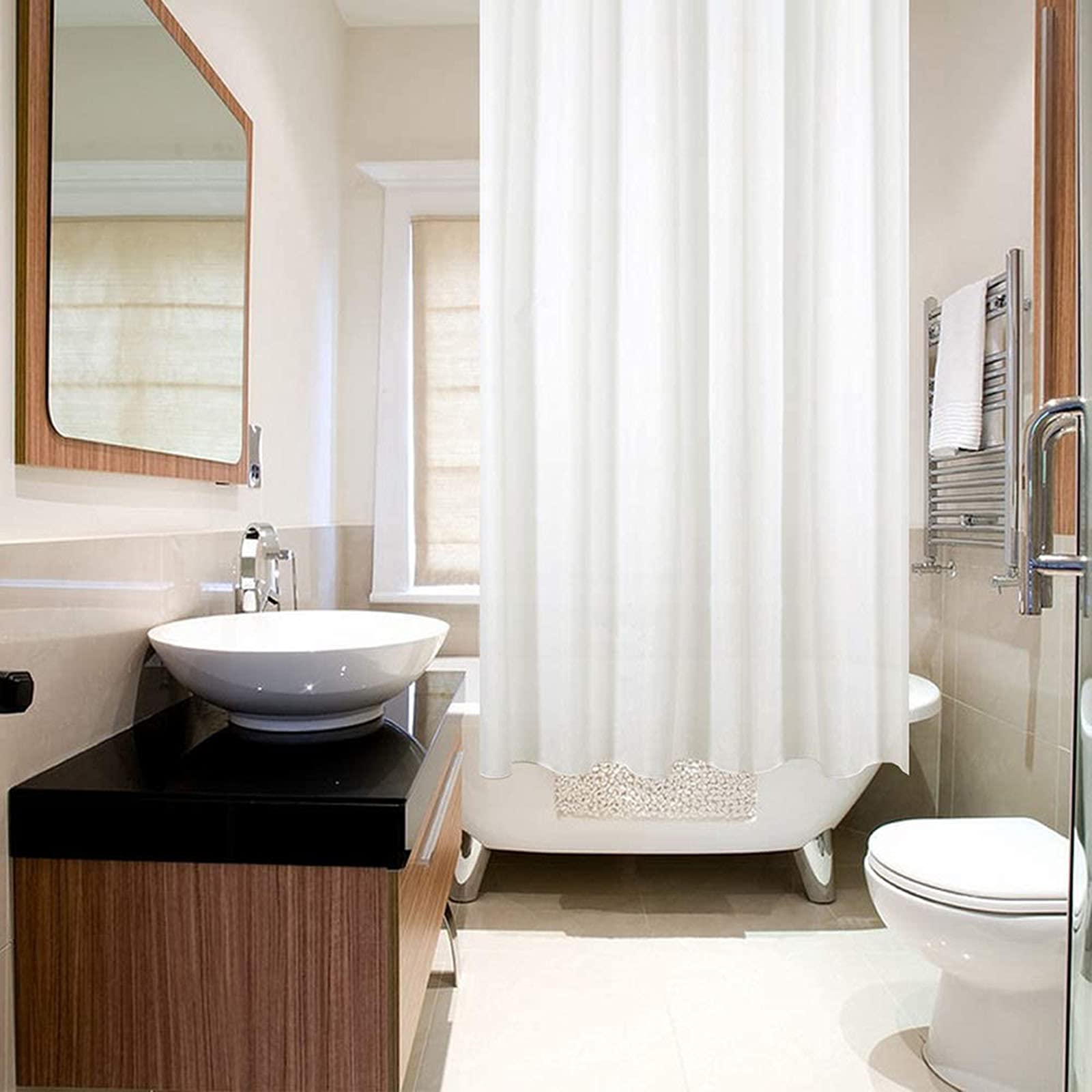 U Sd - Barra de ducha multifunción curvada de acero inoxidable para baño, vestidor, fácil de instalar (taladro/sin taladro) ajustable 80 180 cm Slish