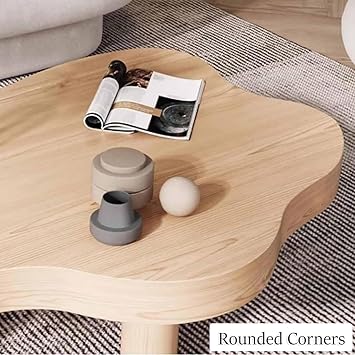 Modern Coffee Table Cloud Shape,Irregular Low Center Table with 3 Legs,Solid Wood Cocktail Tables Round Corner,Living Room Furniture(43.3