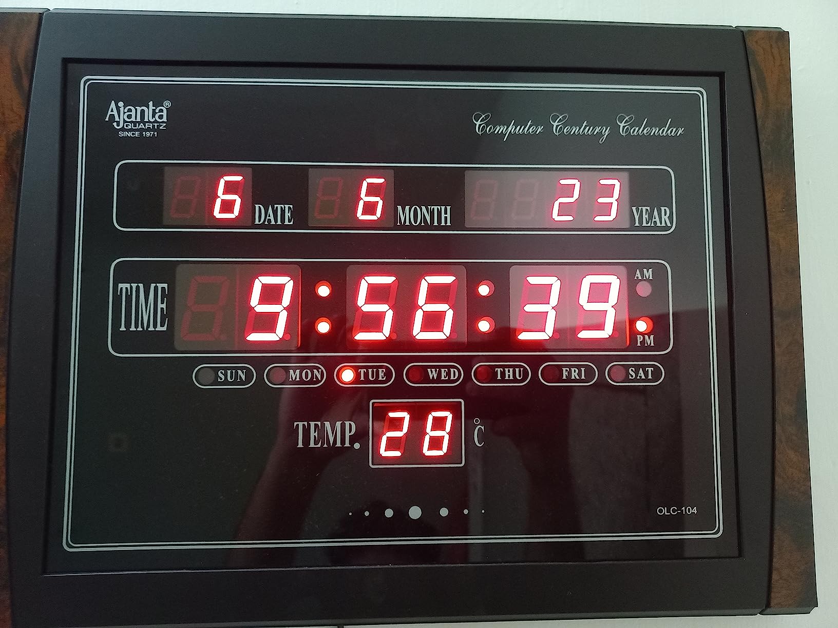 Buy Ajanta Quartz Digital Green LED Rectangle Wall Clock OLC 104 (39.