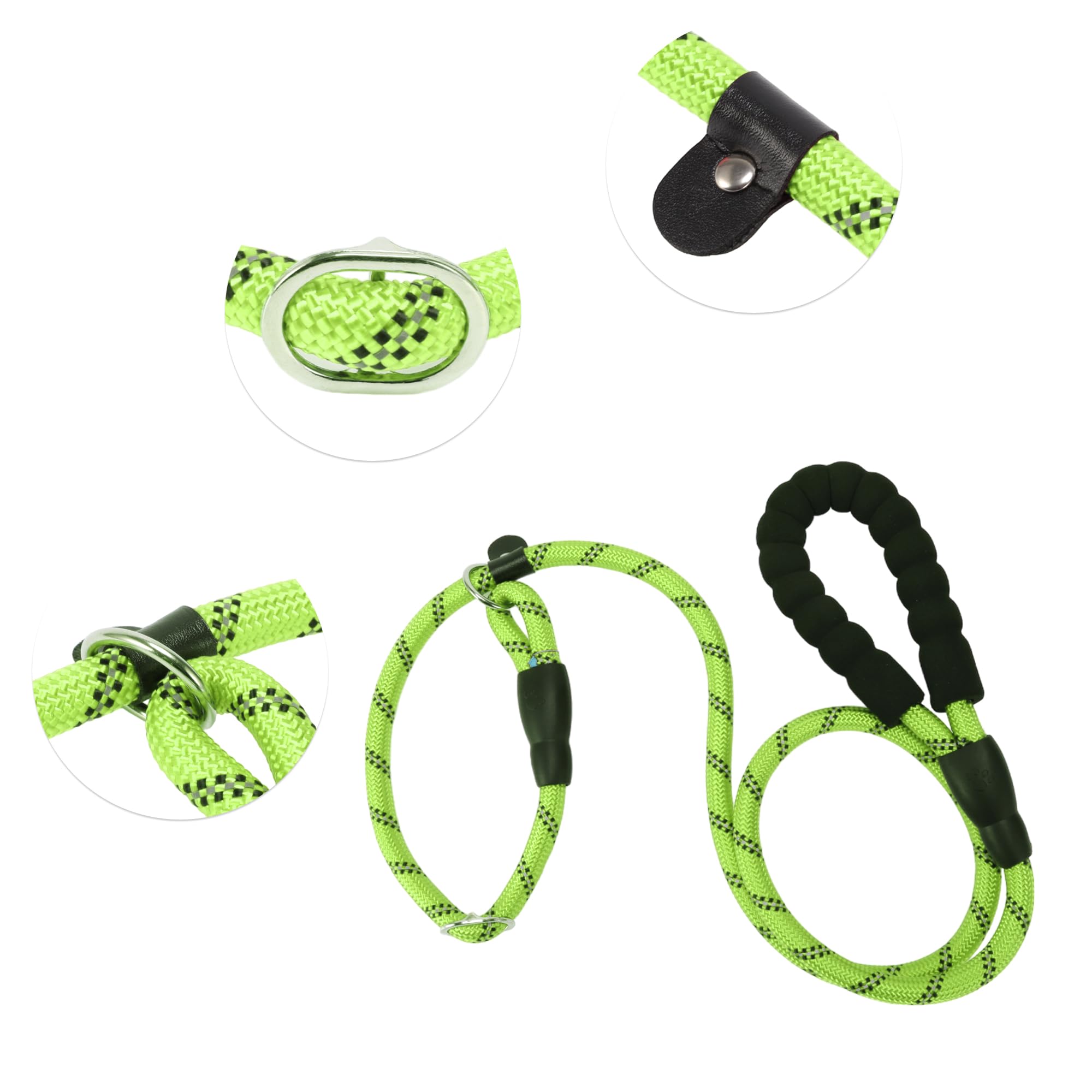 CAPASTEC Guinzaglio per Cani Corda Riflettente in Nylon, Manico in Spugna, Verde, Lunghezza 130cm Dia. 1/2 Pollice
