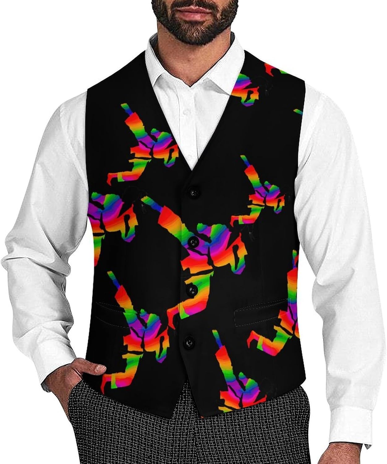 Karate Martial Men's Suit Vest Formal Vests Casual Dress Fit Waistcoat Casual Tuxedo for Business