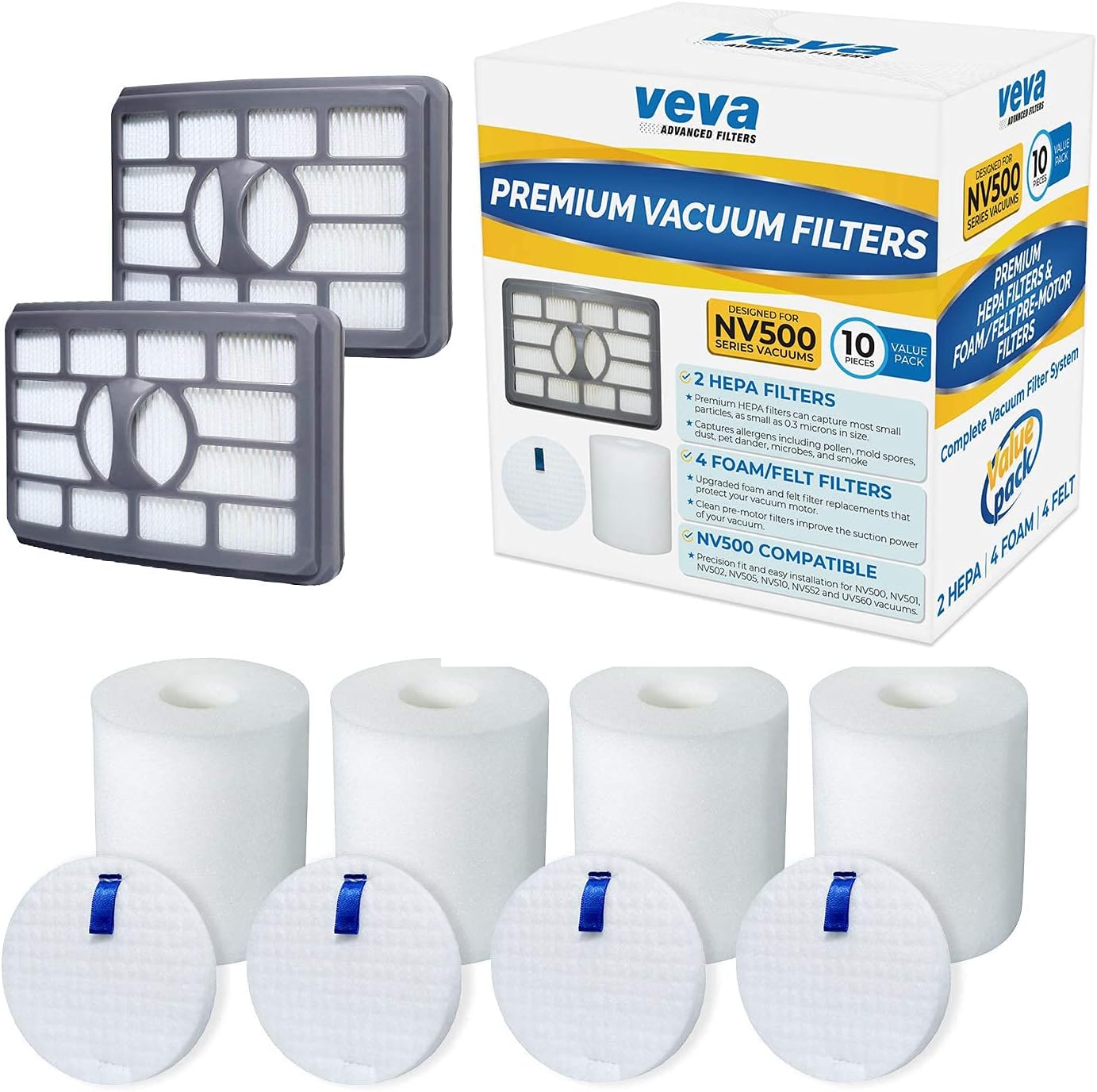 VEVA Premium Vacuum Filter Set with 2 HEPA, 4 Foam, 4 Felt for Shark Rotator Lift-Away Model, 500, 501, 502, 505, 552 and UV560 : Home & Kitchen
