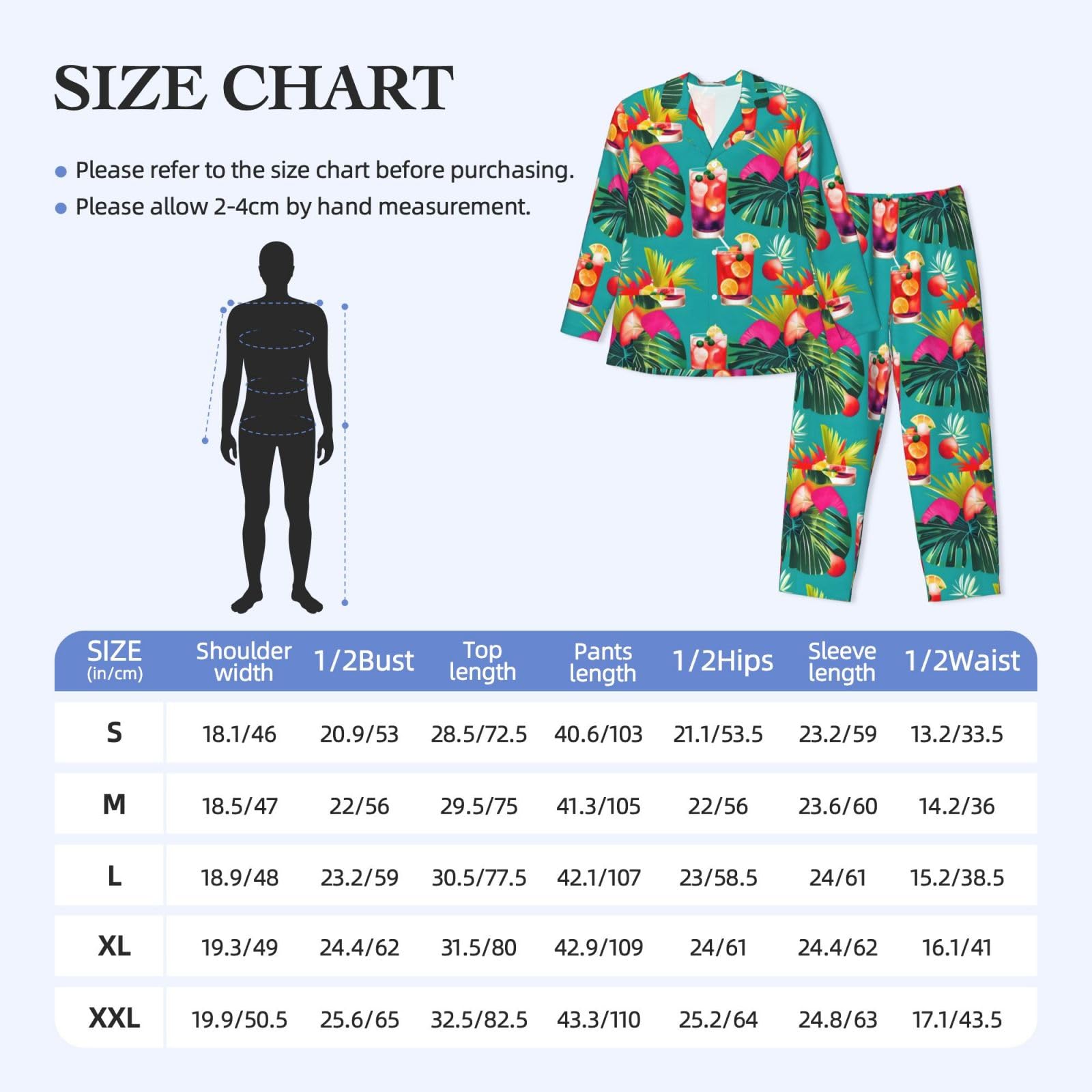 Cocktail tropicali Stampa Uomo Manica Lunga Pigiama Set Due Pezzi Home Wear Confortevole Sleepwear Nightwear