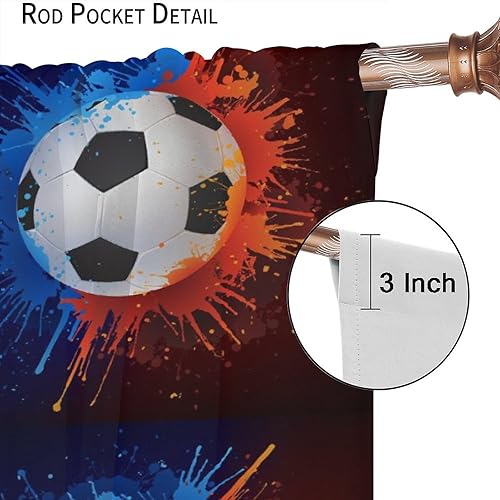 Vista 186 de Boys Sports Curtains Basketball Football Baseball Flame Pattern Printed Curtains Kids and Teenagers' Bedroom Living Room Blackout Curtains W42 * L54