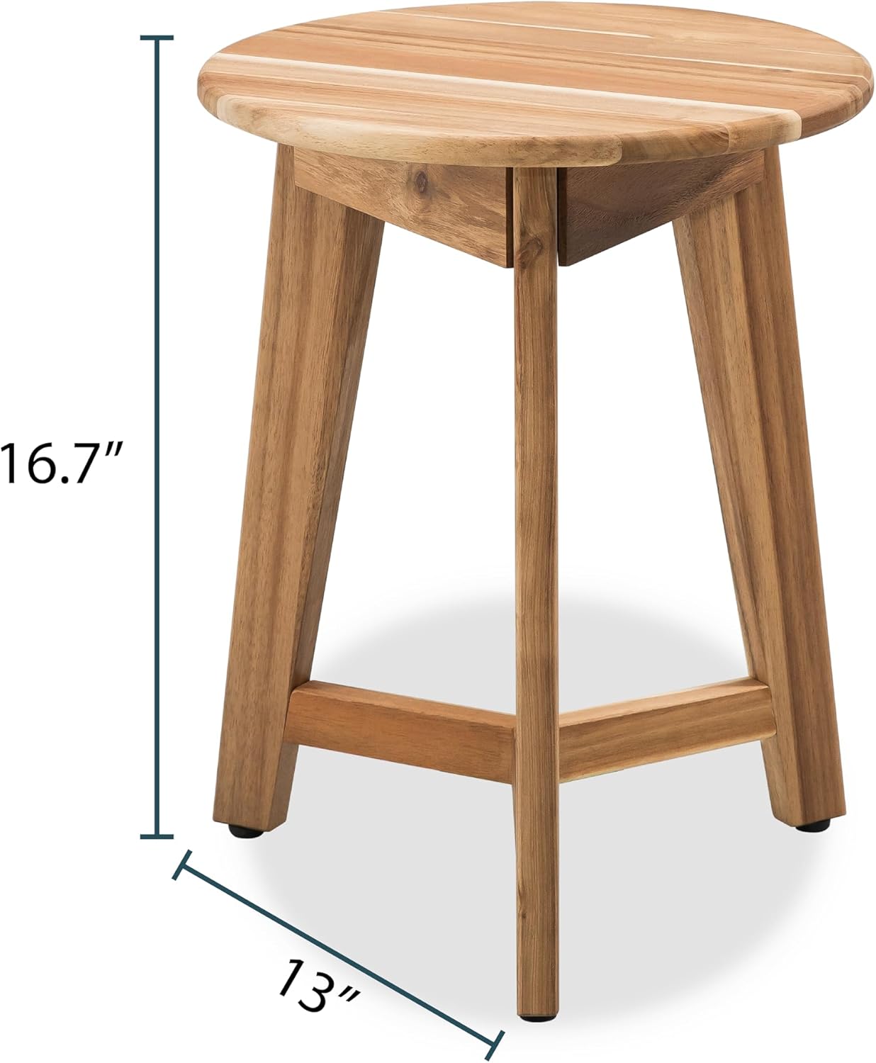 Round Side Table – Acacia Wood End Table for Living Room or Bedroom – Light Natural Wood Finish, Compact Nightstand or Accent Table for Sofas & Beds (13x16 x13 Inches) - Image 3