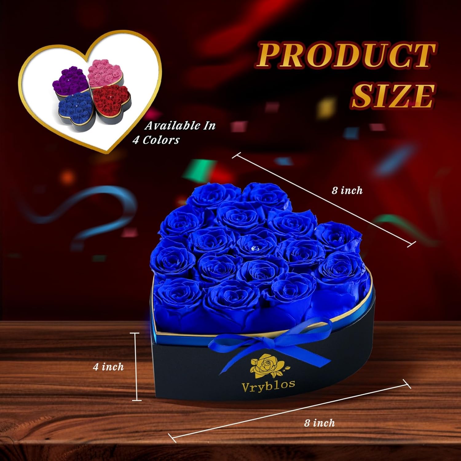 Forever Blue Roses in a Box Heart Shaped 16 Preserved Flowers for Delivery Grade A Quality 100% Real Immortal Flower Eternal Birthday for Her Mom Women Wife Girlfriends (Heart-Blue) - Image 2