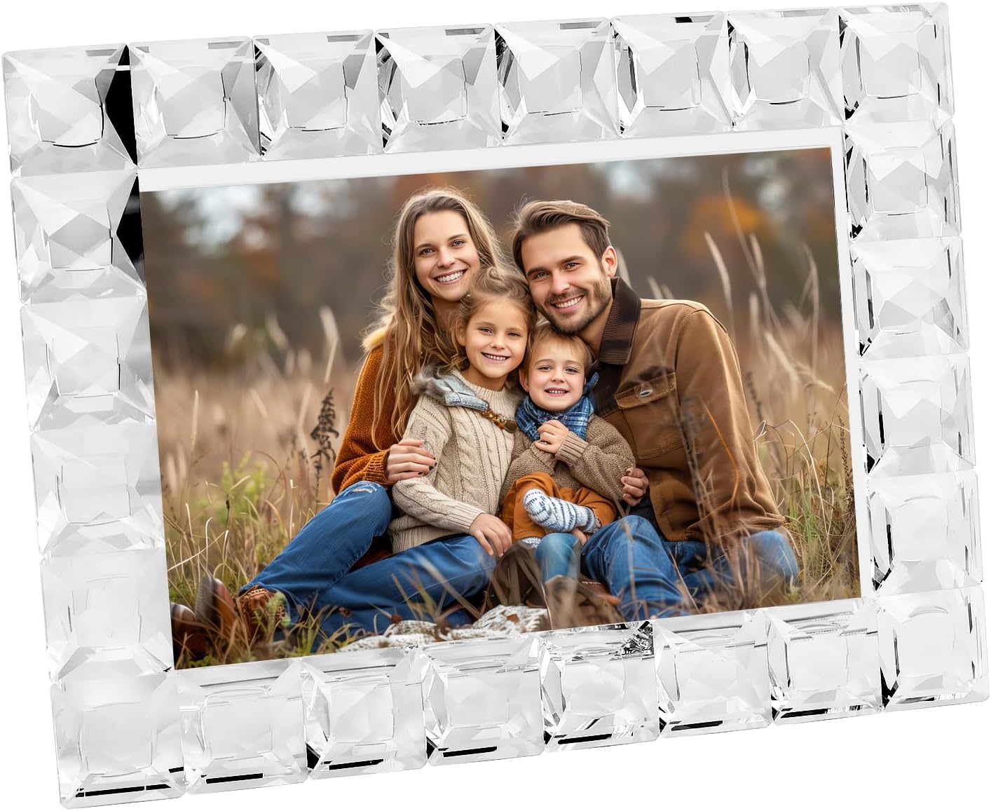 Crystal 5x7 Inch Decorative Sparkling Picture Frame, Wedding Frame Tabletop Display, Display Photo 5''x 7'', Comes with Gift Box