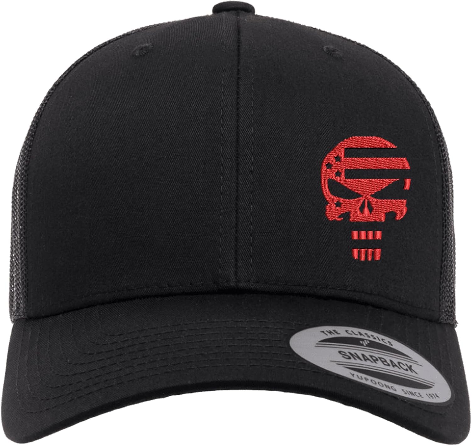 Embroidered Skull Trucker Hat for Men Women – Adjustable Mesh Back Snapback Baseball Cap, Outdoor Casual Hat
