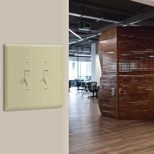 Miniatura 8 de ENERLITES Cubierta doble para interruptor de palanca, placa de pared para interruptor de luz de dos bandas, acabado brillante, 2 bandas de 5.5 x 5.5