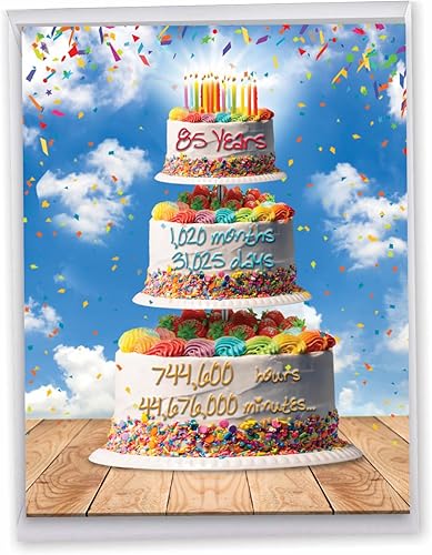 Miniatura 9 de NobleWorks Tarjeta de papel de cumpleaños jumbo 85th Milestone de 8.5 x 11 pulgadas con sobre (paquete de 1) grande Jumbo Floral Age 85 J8263MBG
