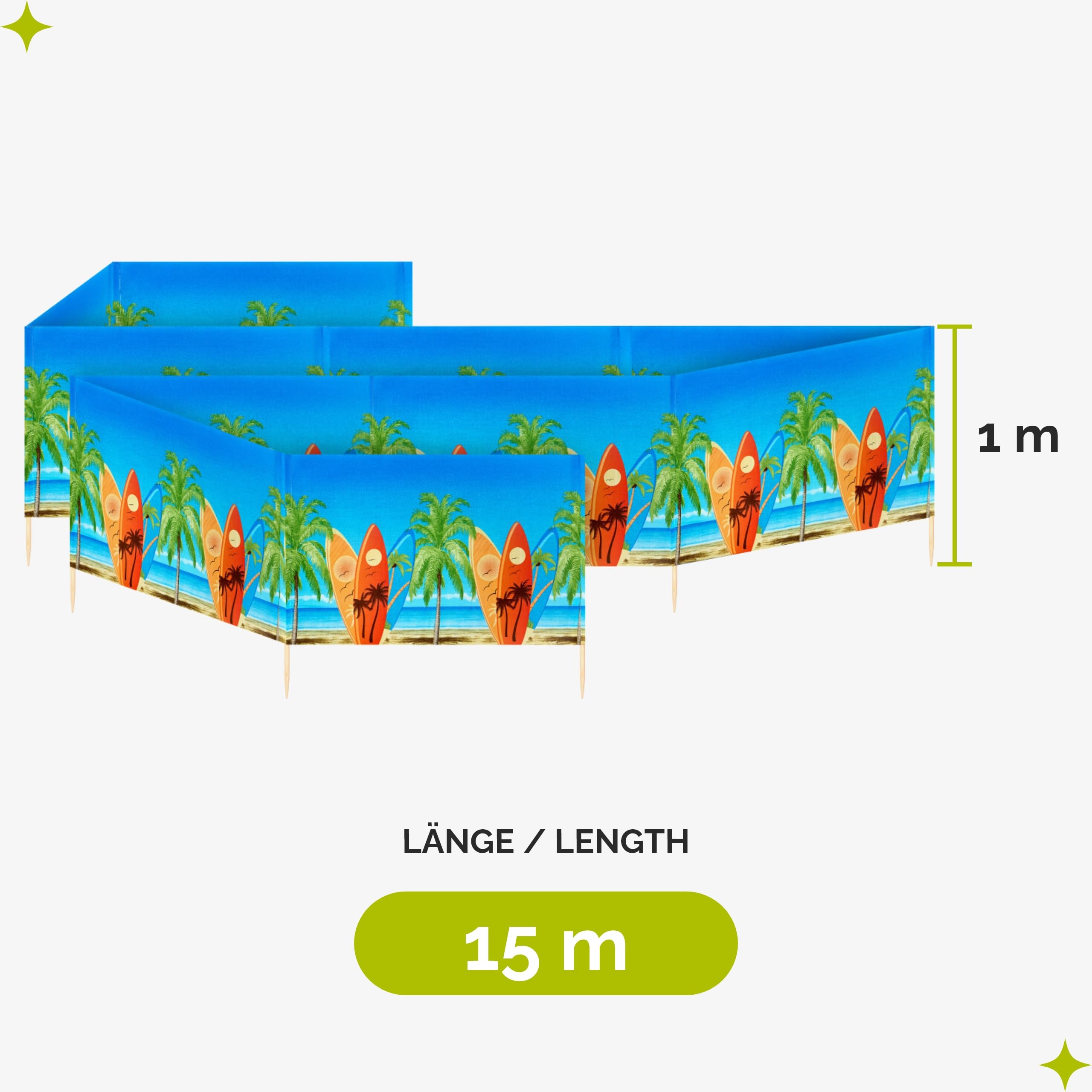 Garronda Paravent Plage Coupe-Vent Camping Brise-Vent avec Marteau en Caoutchouc 15 m GAEX001