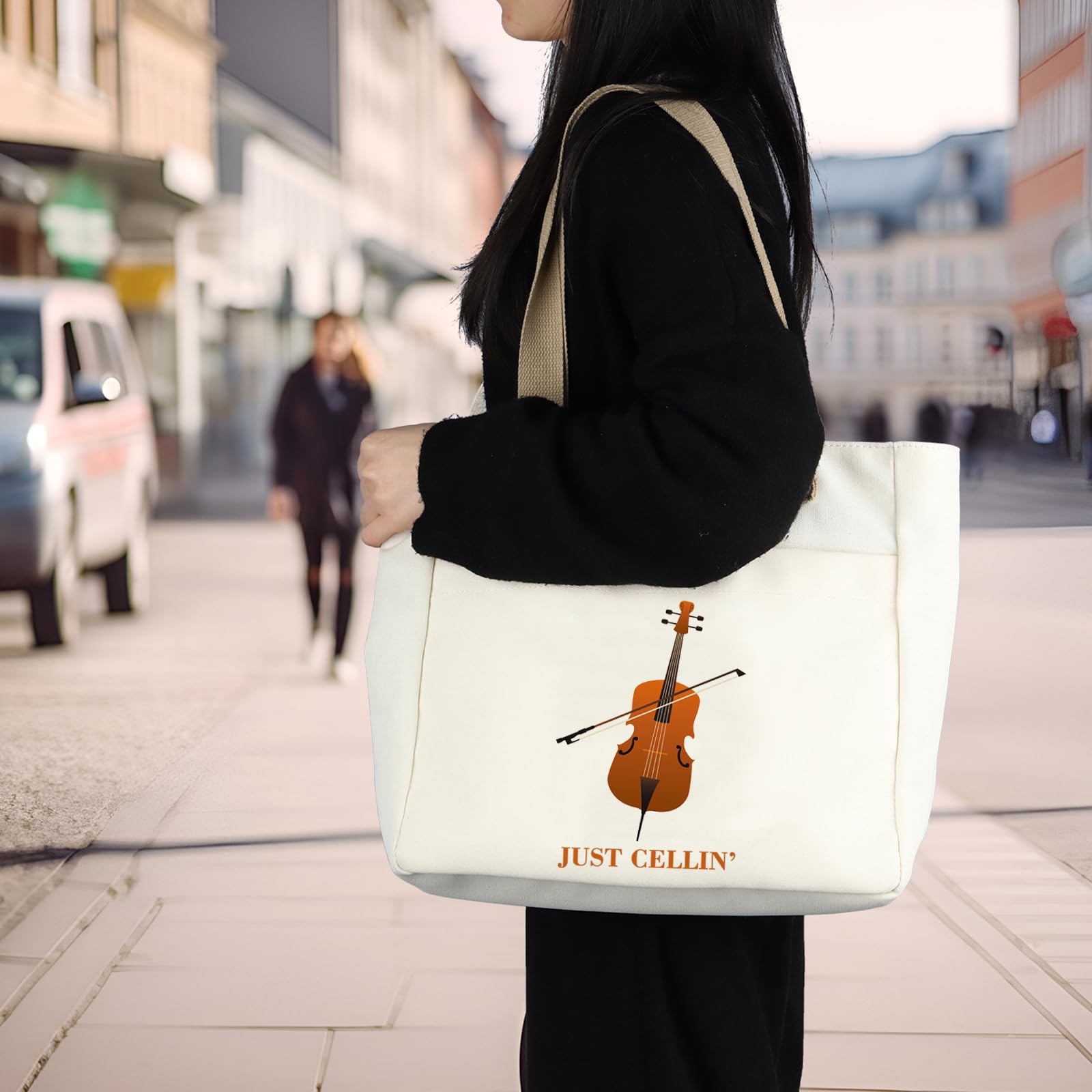BDPWSS Just Cellin' Funny - Bolso de mano reutilizable para violonchelo orquesta músico de violonchelo