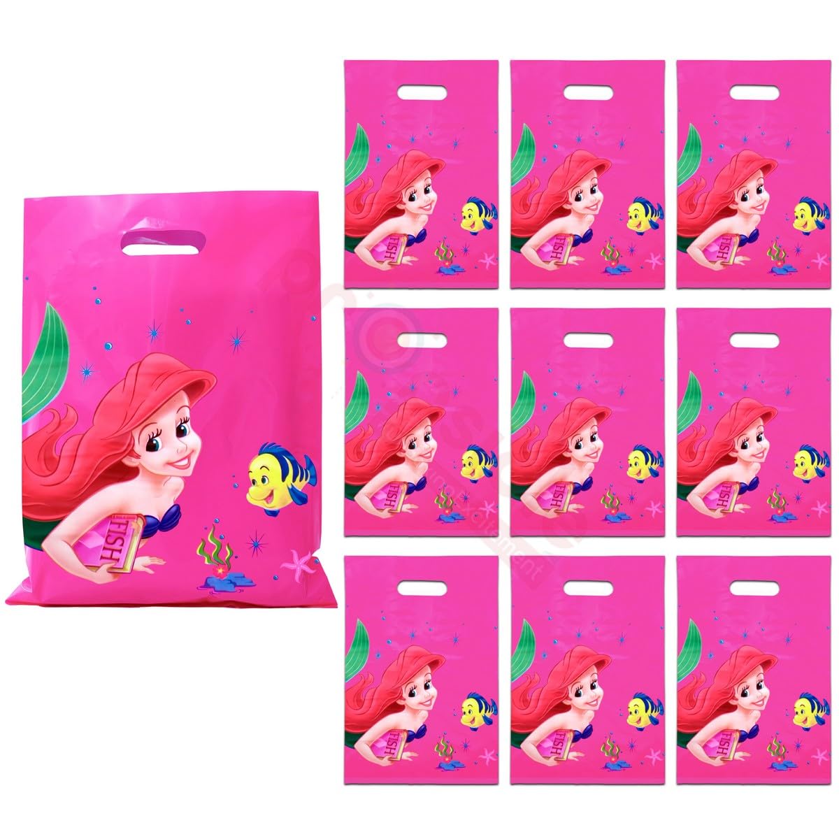 Propsicle Mermaid Theme Birthday Return Gift Bags For Kids Pink Party Favours Girl Foil Goodie Bags Cover - Pack of 10-image-25