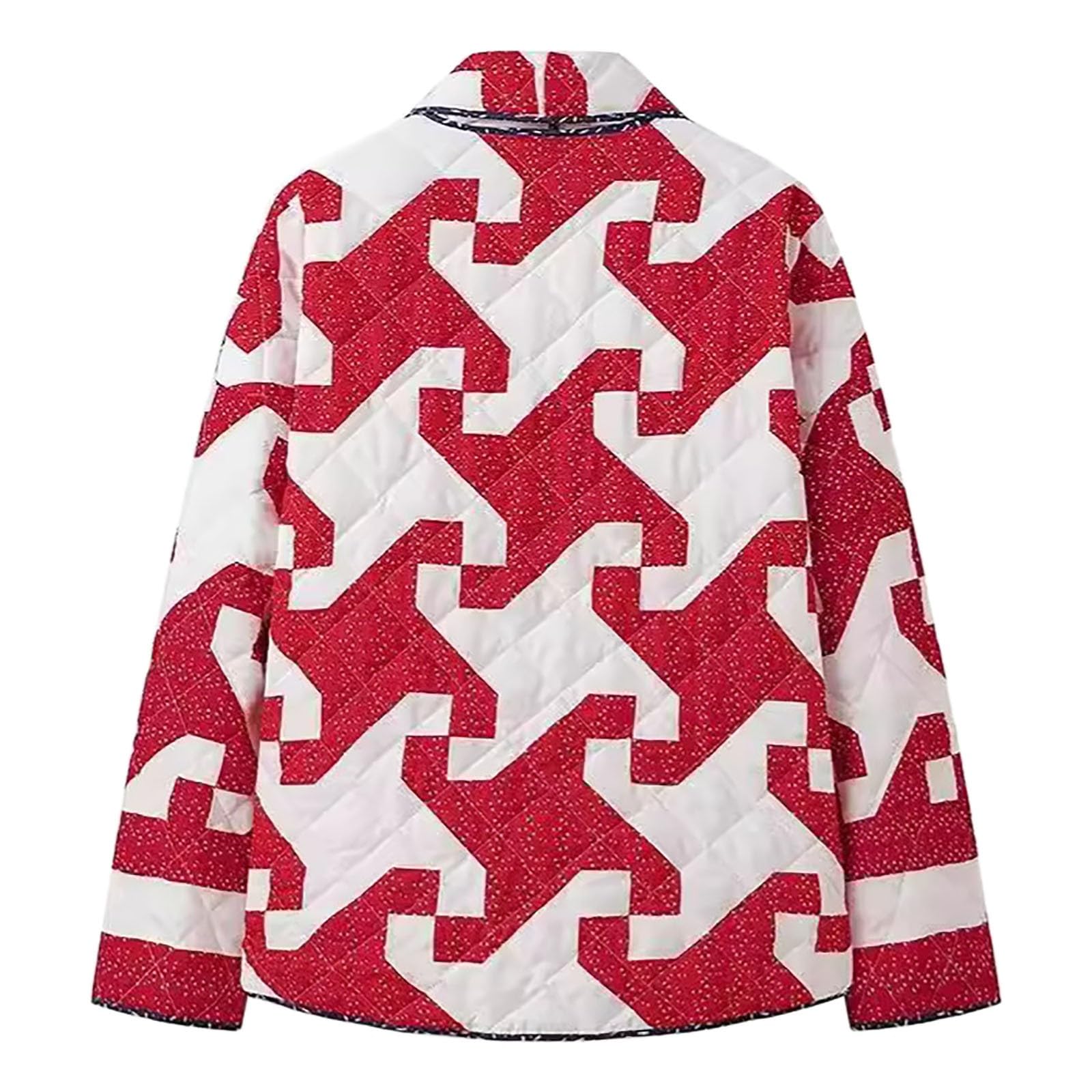 Chaqueta Mujer Abrigo Entretiempo Invierno Cazadora Plumiferos，Chaqueta acolchada con estampado en contraste y sueltas de tamaño para mujer
