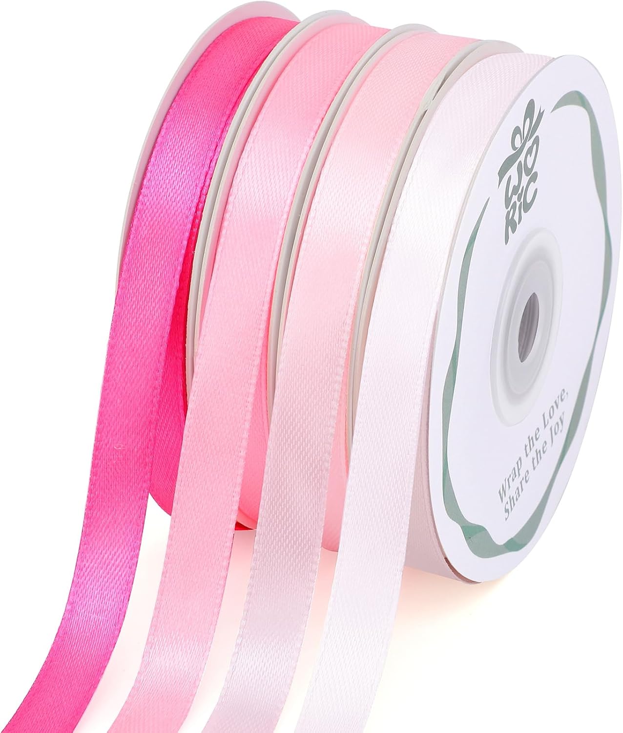 woric 120 Yards Pink Satin Ribbon 3/8 Inch x 4 Rolls(30 Yd/Roll) Pink Bows Thin Hair Ribbon for Baby Girls Graduation Leis Kids Crafts Cake Bridal Shower Wedding Decoration