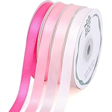 woric 120 Yards Pink Satin Ribbon 3/8 Inch x 4 Rolls30 Yd/Roll Pink Bows Thin Hair Ribbon for Baby Girls Graduation Leis Kids Crafts Cake Bridal Shower Wedding Decoration