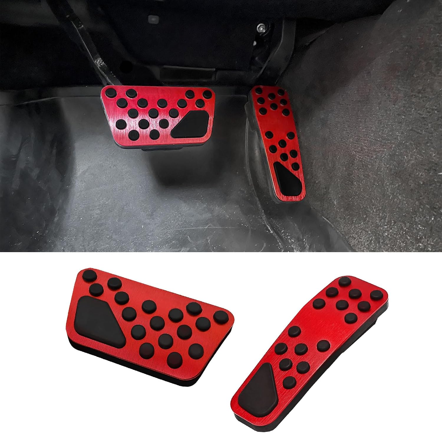 Red & Black Anti-Slip Pedal Covers For Dodge Charger/Challenger & Chrysler 300 (2009-2019)