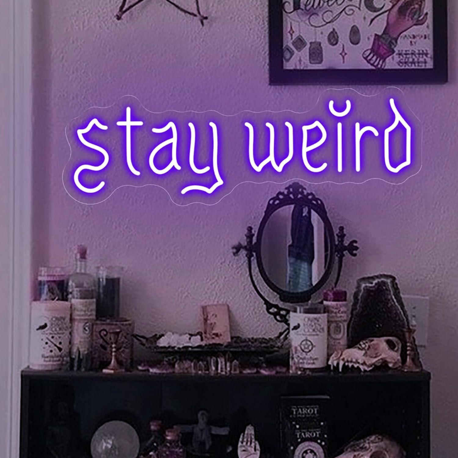 Stay Weird Neon Sign for Wall Decor, Stay Weird Light Sign,Game Room Neon Sign for Fall Season Horror Theme,Living Room Office Man Cave Beer Bar, Stay Weird Decor,Stay Weird Wall Art