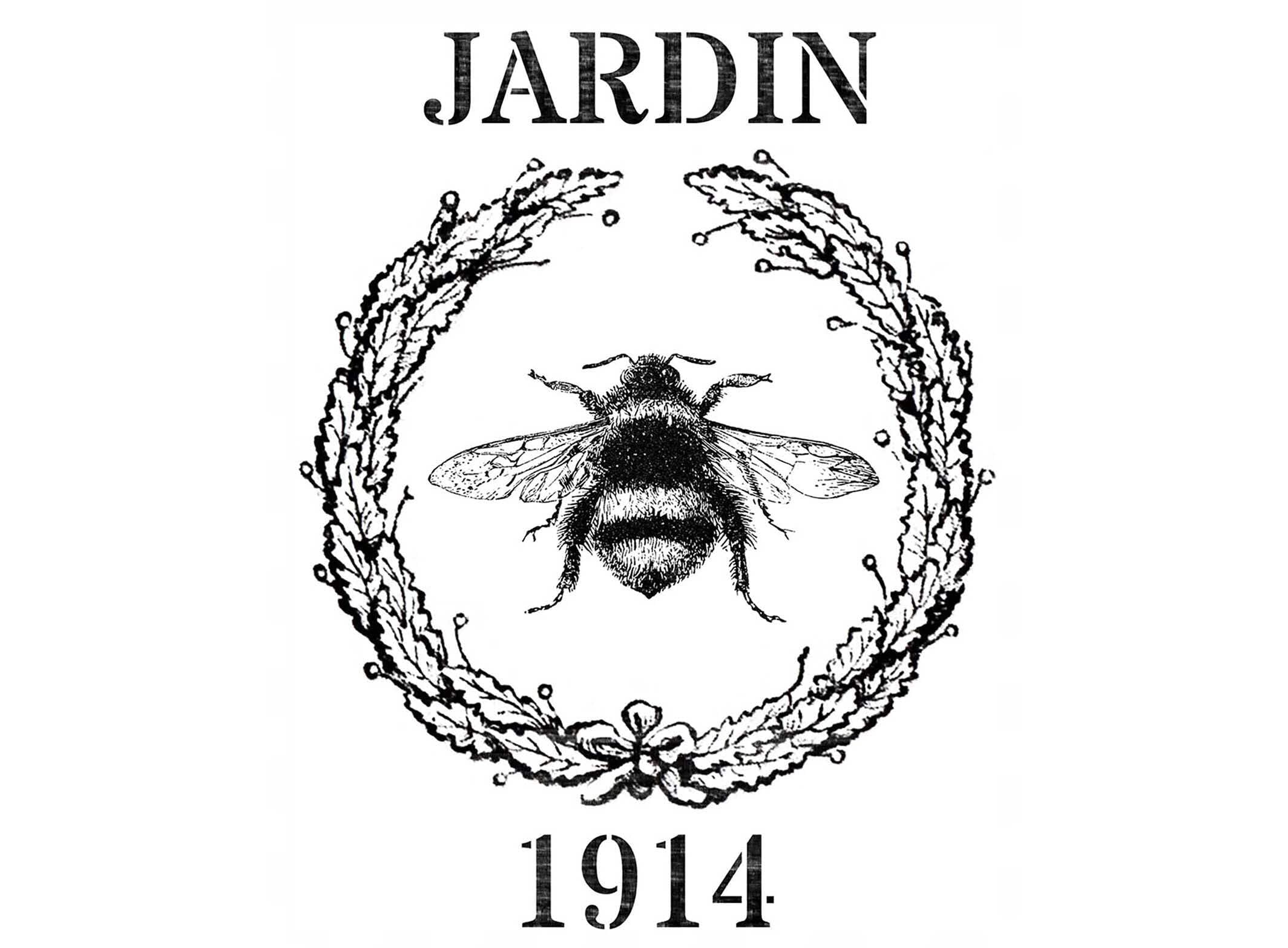 Vintage Ad Jardin Bee 2 pcs 4 Inch Black Fused Glass Decals