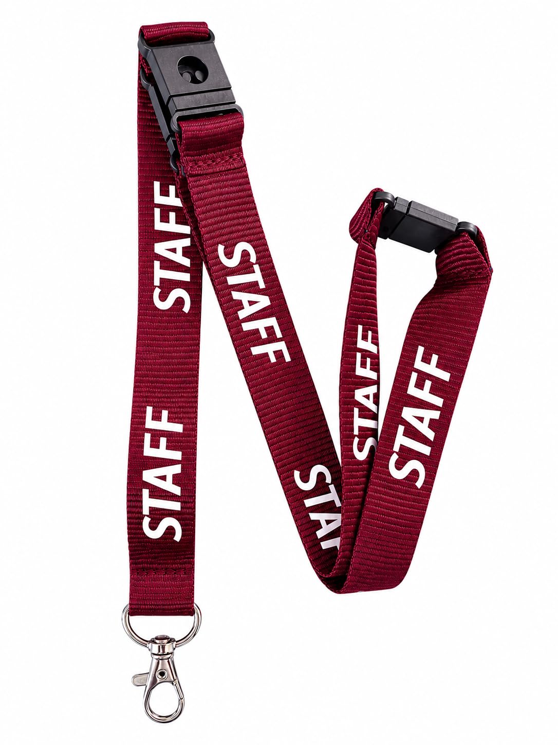 PAC Supplies Global 20mm STAFF Neck Lanyard With 3 Point (Triple) Safety Breakaway (10, Burgundy)