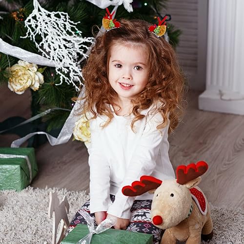 Miniatura 5 de 12 pares de pinzas para el cabello de Navidad, pinzas de pelo de reno de Navidad, pasadores de cuerno de ciervo para mujeres y niñas, accesorios de