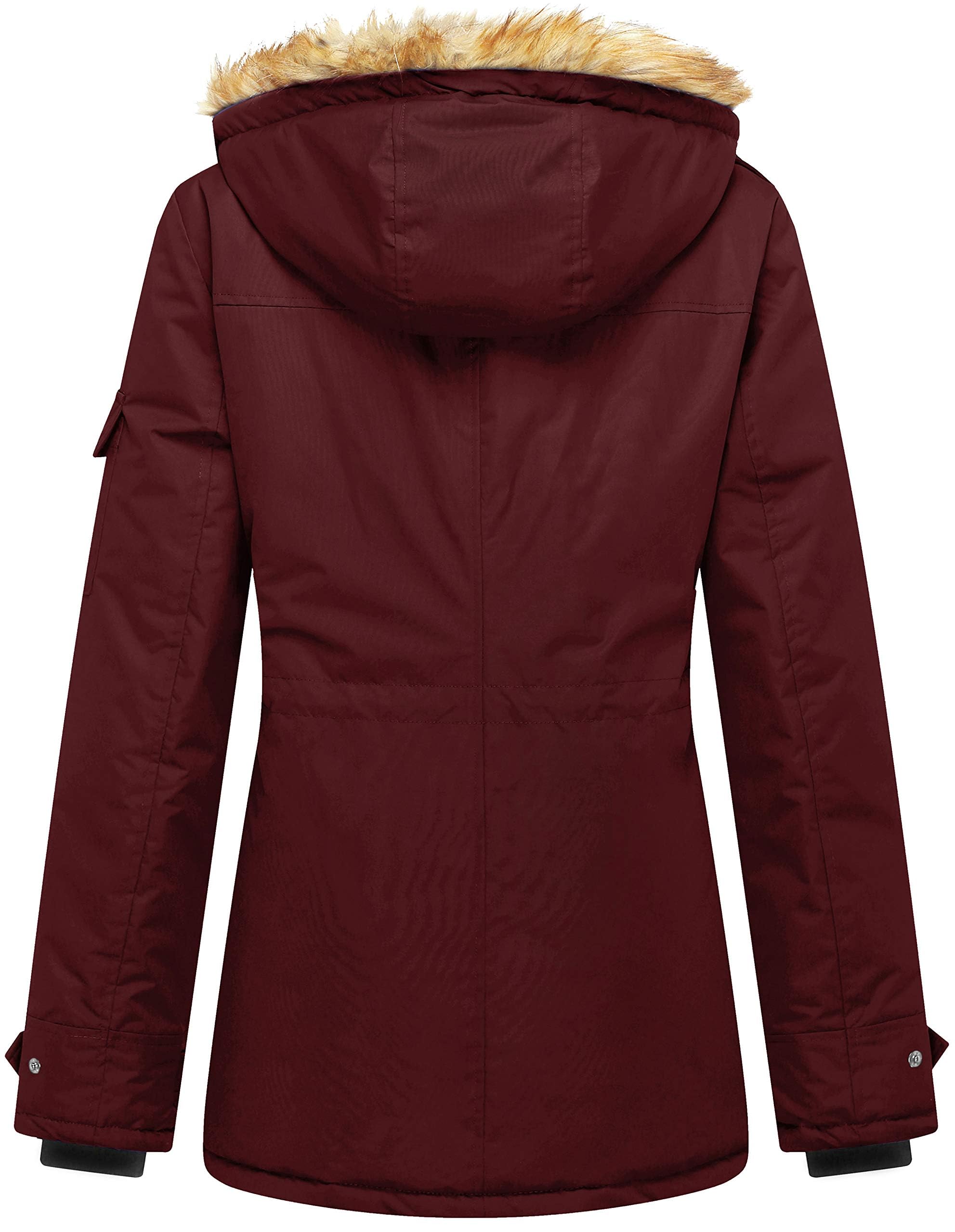 Wantdo Giacca Caldo Invernale Antivento Cappotto con Cappuccio Rimovibile in Pelliccia Parka Slim Fit Giubbotto Idrorepellente Outdoor Donna