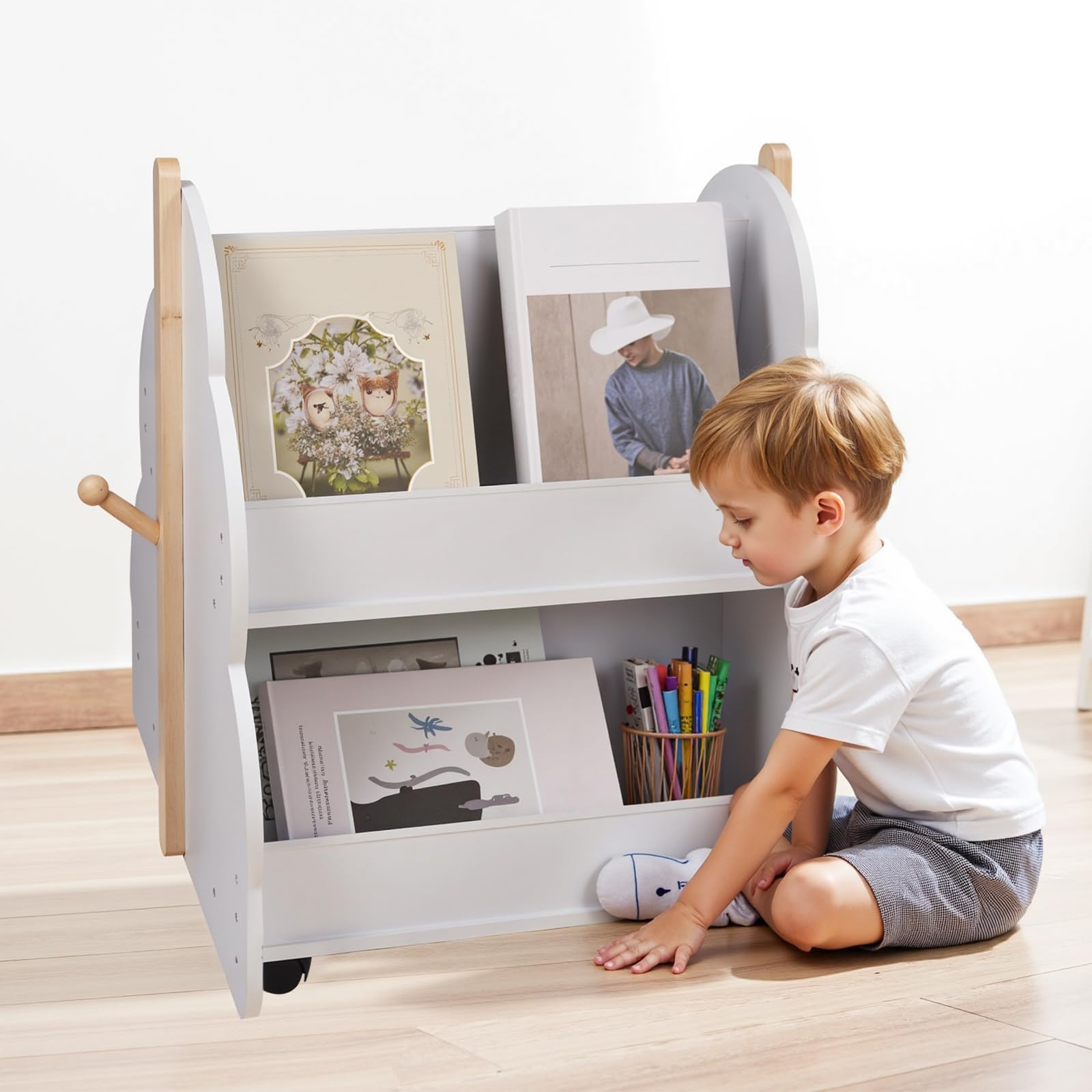 Bibliothèque Étagère à Livres Étagère De Rangement 3 Compartiments Et 2