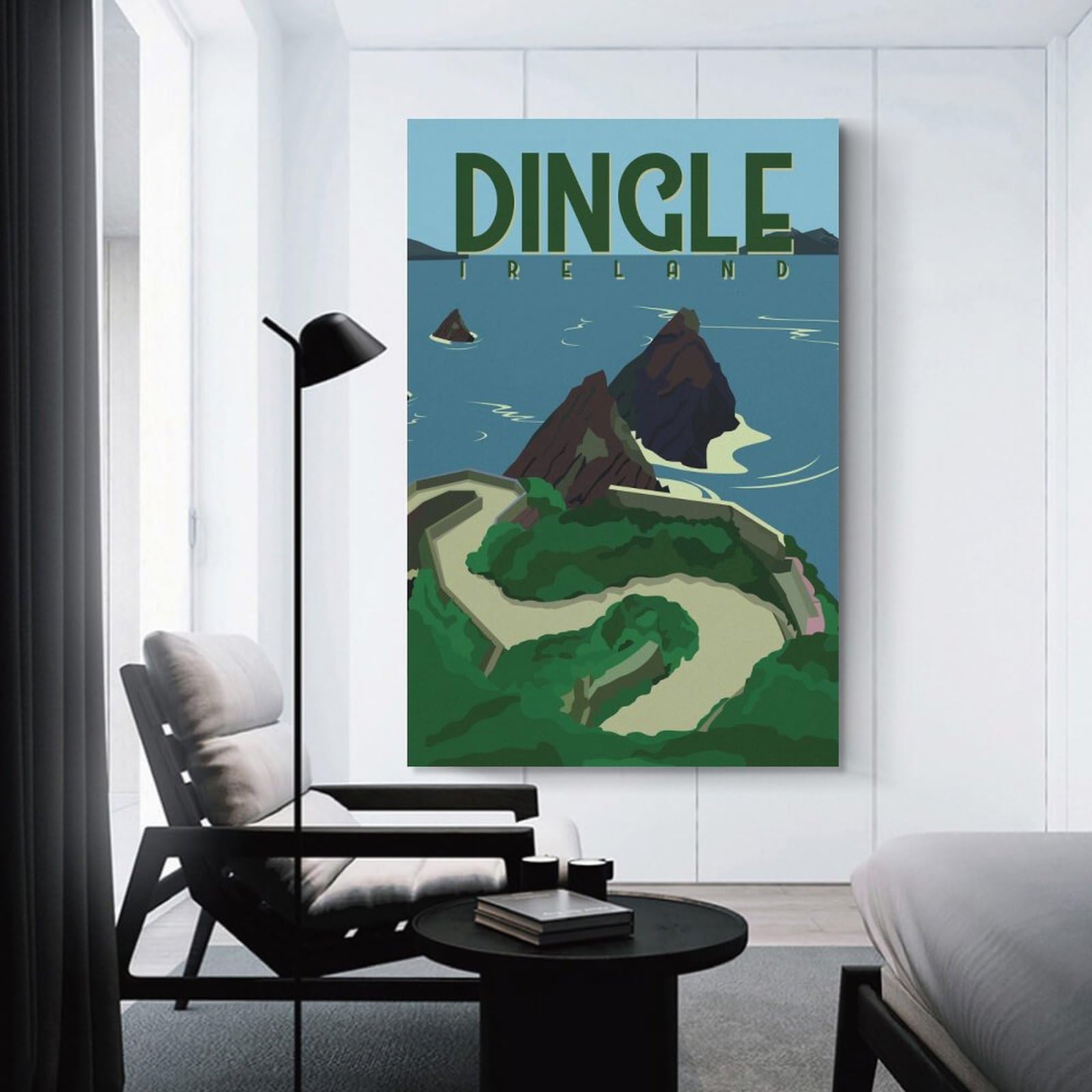 Junmoney Dingle Ireland Travel Canvas Wall Art 16x24inch(40x60cm), for Study, Office Or Focused Interiors, Home Office Artwork with Decorative Appeal