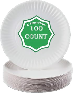 Spa Stix 6" Disposable Paper Plate - Pack of 100ct SS-Paper Plate 6-100,White