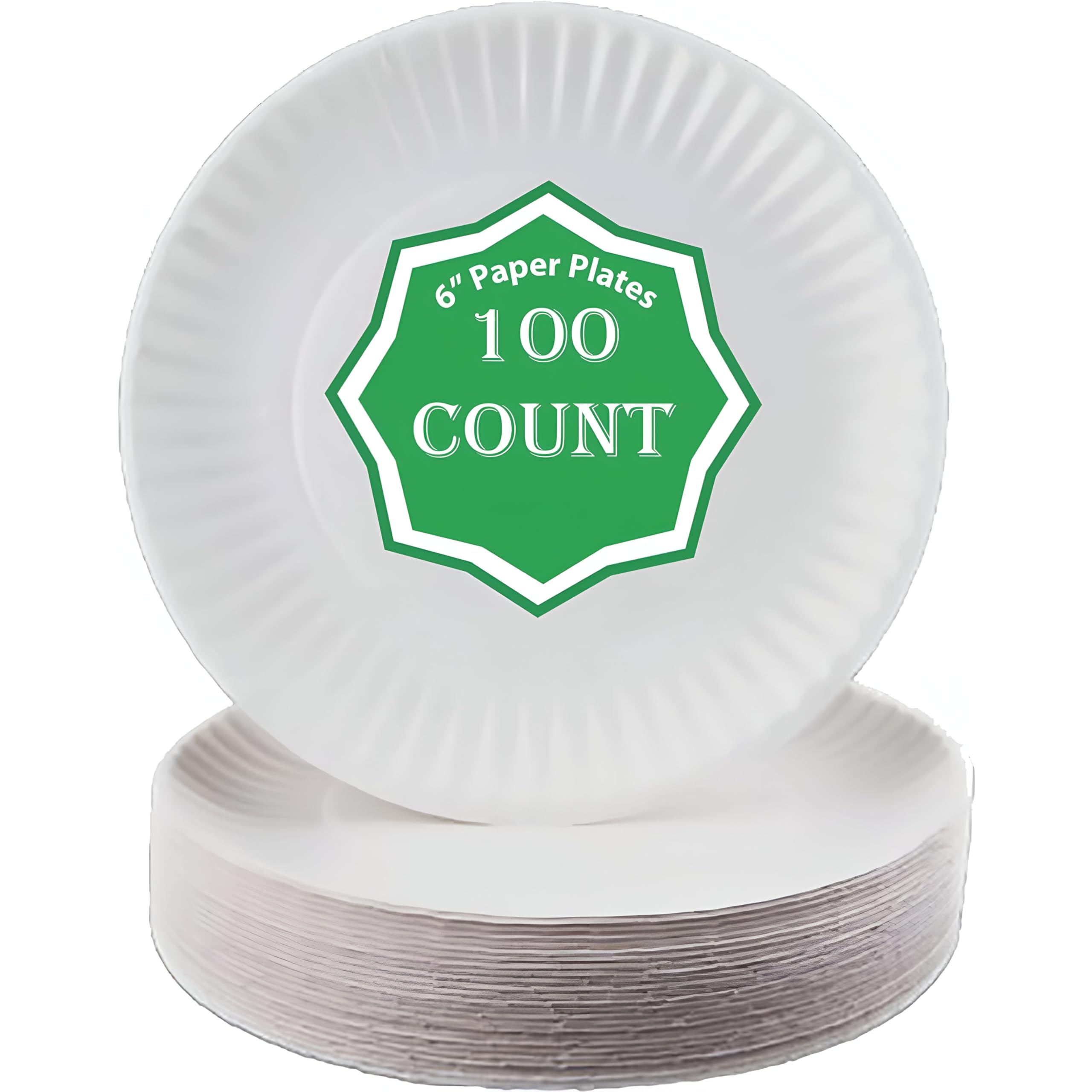 Spa Stix 6" Disposable Paper Plate - Pack of 100ct (SS-Paper Plate 6-100),White