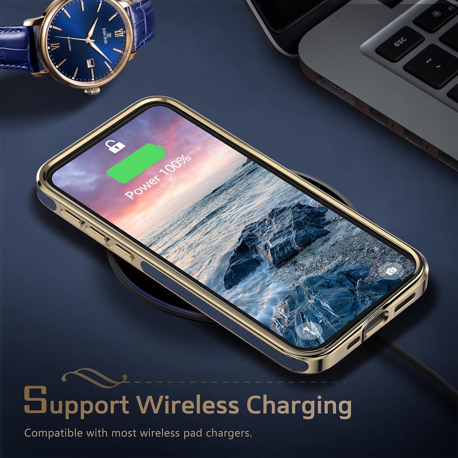 LOHASIC for iPhone 17 Pro Max Case Leather, Men Women Luxury Classic Back Cover with Soft Microfiber Lining Anti-Slip Grip Cases for iPhone 17 ProMax, Navy Blue - Image 7