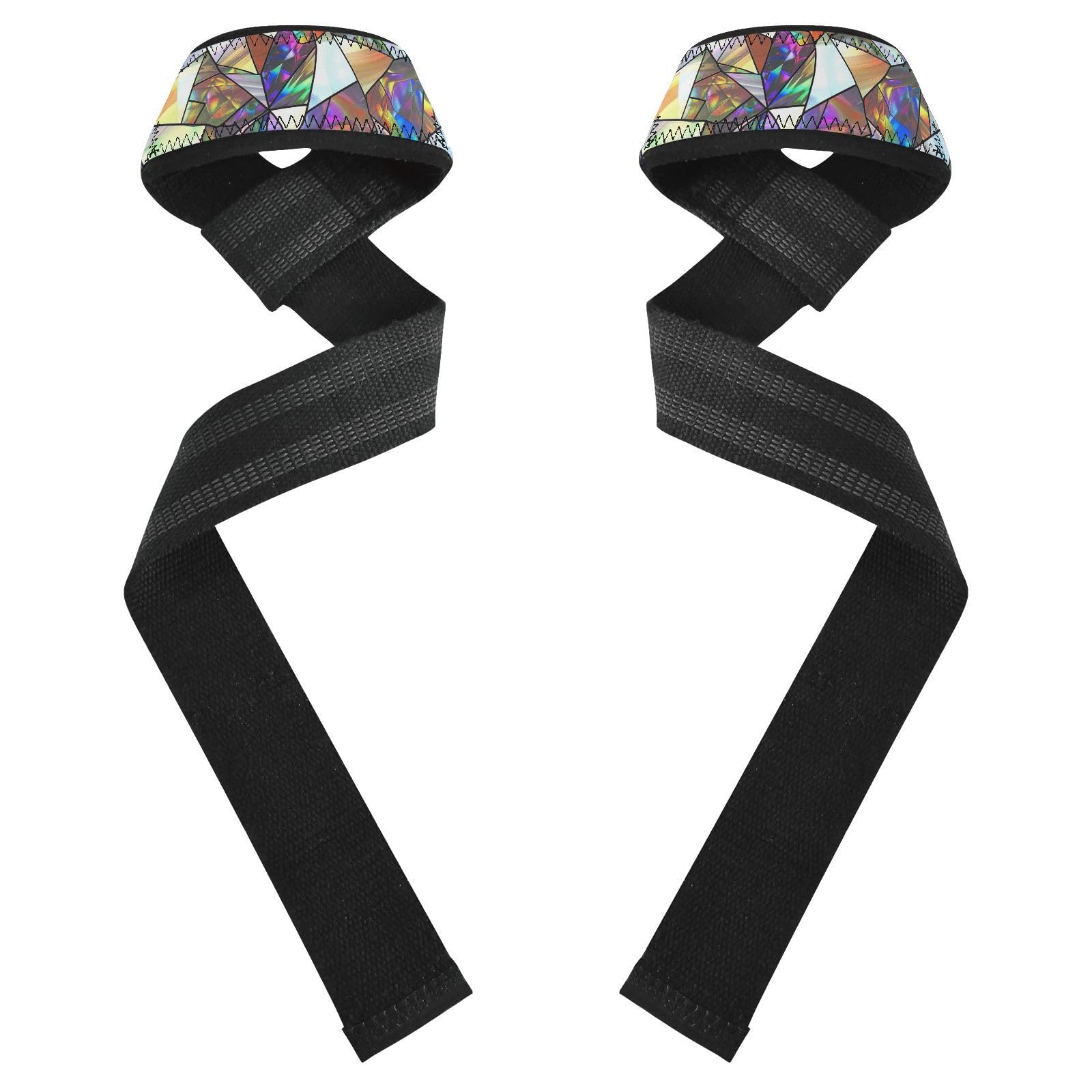 Nander Beautiful Colored Prism Wrist Straps for Weightlifting,Lifting Straps with Neoprene Cushioned Wrist Padded and Anti-Skid Silicone for Strength Training,Bodybuilding,Deadlifting