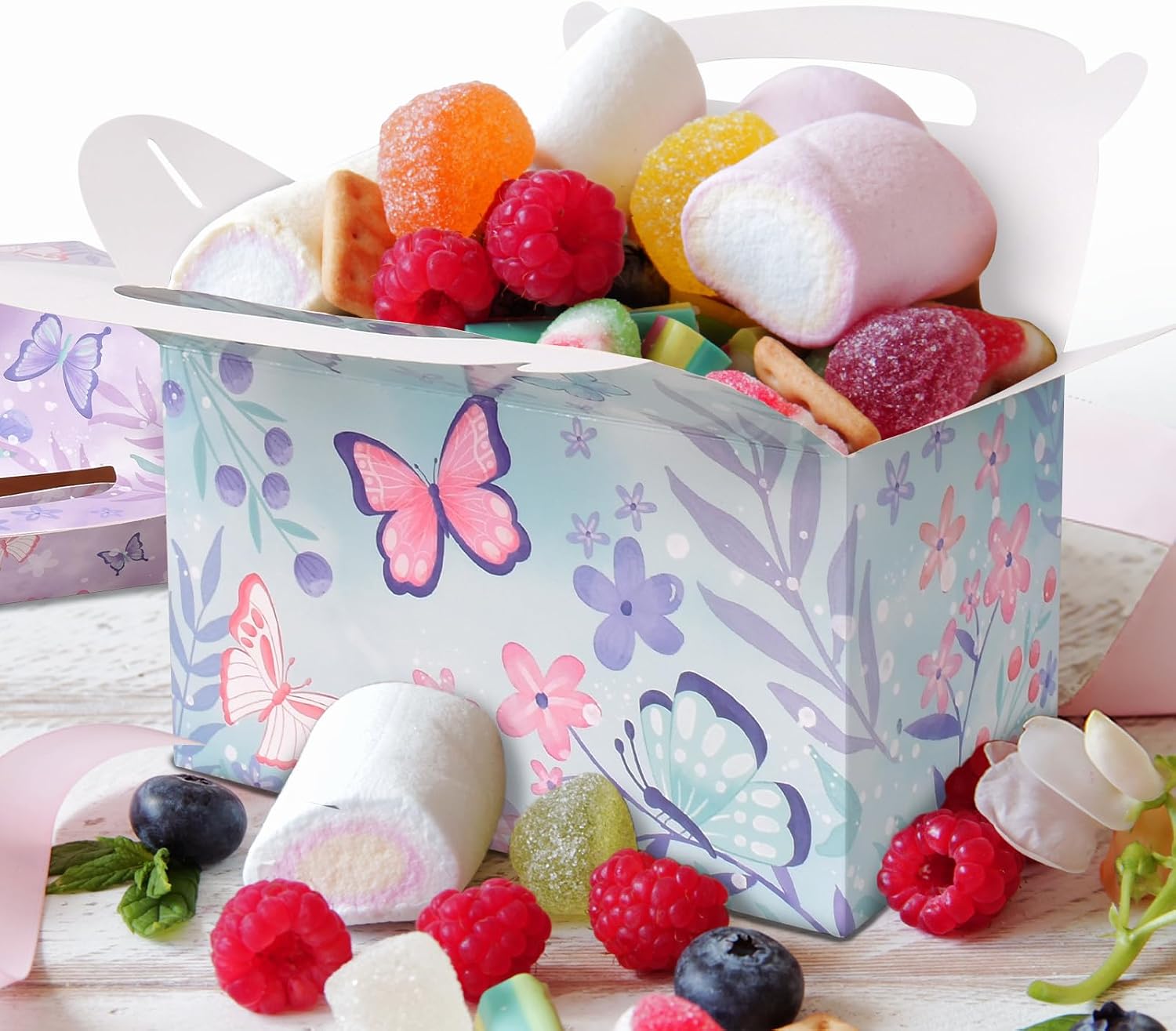 Butterfly Birthday Party Supplies Butterfly Party Favor Box, Gift Box, Treat Boxes, Candy Box for Butterfly Birthday Party Decorations, Mix 3 designs, 24Pack.