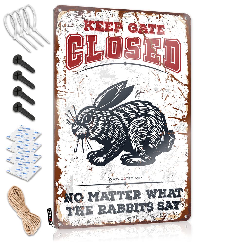 Ibwnbbusn Women's One Color Door Decorations For Bedroom Keep Gate Closed No Matter What The Rabbits Say Sign Funny Office Signs Bar Mirrors For Man Cave