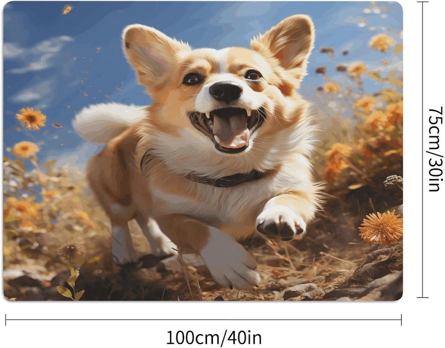 Running Corgi Drying Mat for Kitchen Counter 30x40 inch, Diatomite Dish Drying Mat, Non-Slip, Absorbent Dish Drainer Pad for Coffee & Utensils, Kitchen Decor Mats