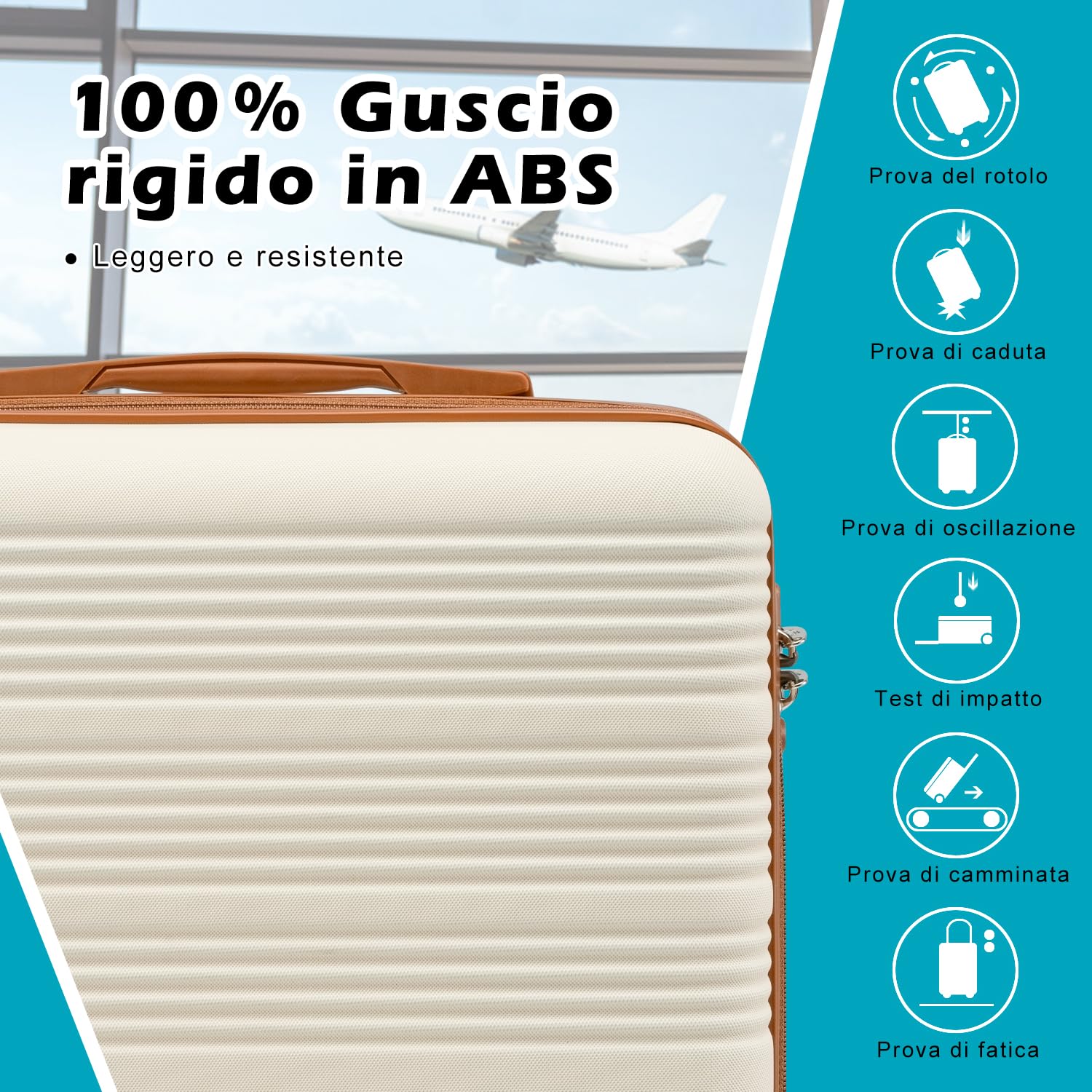 COOLIFE Trolley Bagaglio a Mano 55x40x20 Easyjet, Borsa da Viaggio 45x36x20 | Valigia per Viaggi Brevi, Leggera in ABS+PC, Lucchetto TSA, Cerniera YKK, Maniglia Telescopica, Ruote Girevoli a 360°