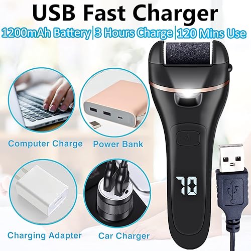 Miniatura 8 de LAVAED Taladro de uñas eléctrico profesional y removedor de callos eléctrico para pies, kit de pedicura recargable impermeable