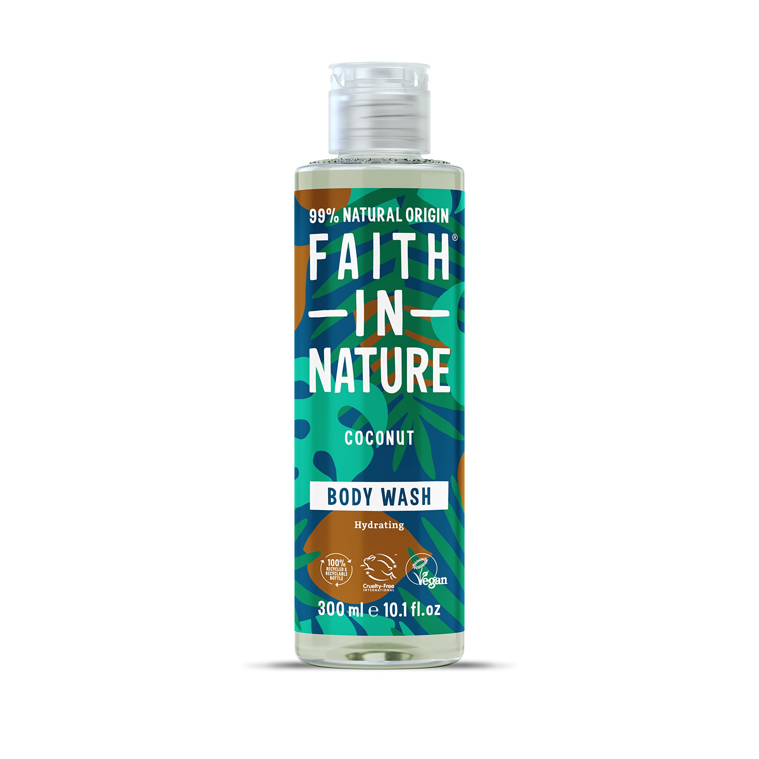 Faith In Nature 300 ml Natural Coconut Body Wash, Hydrating, Vegan and Cruelty Free, No SLS or Parabens, Off White, 300 ml (Pack of 1)