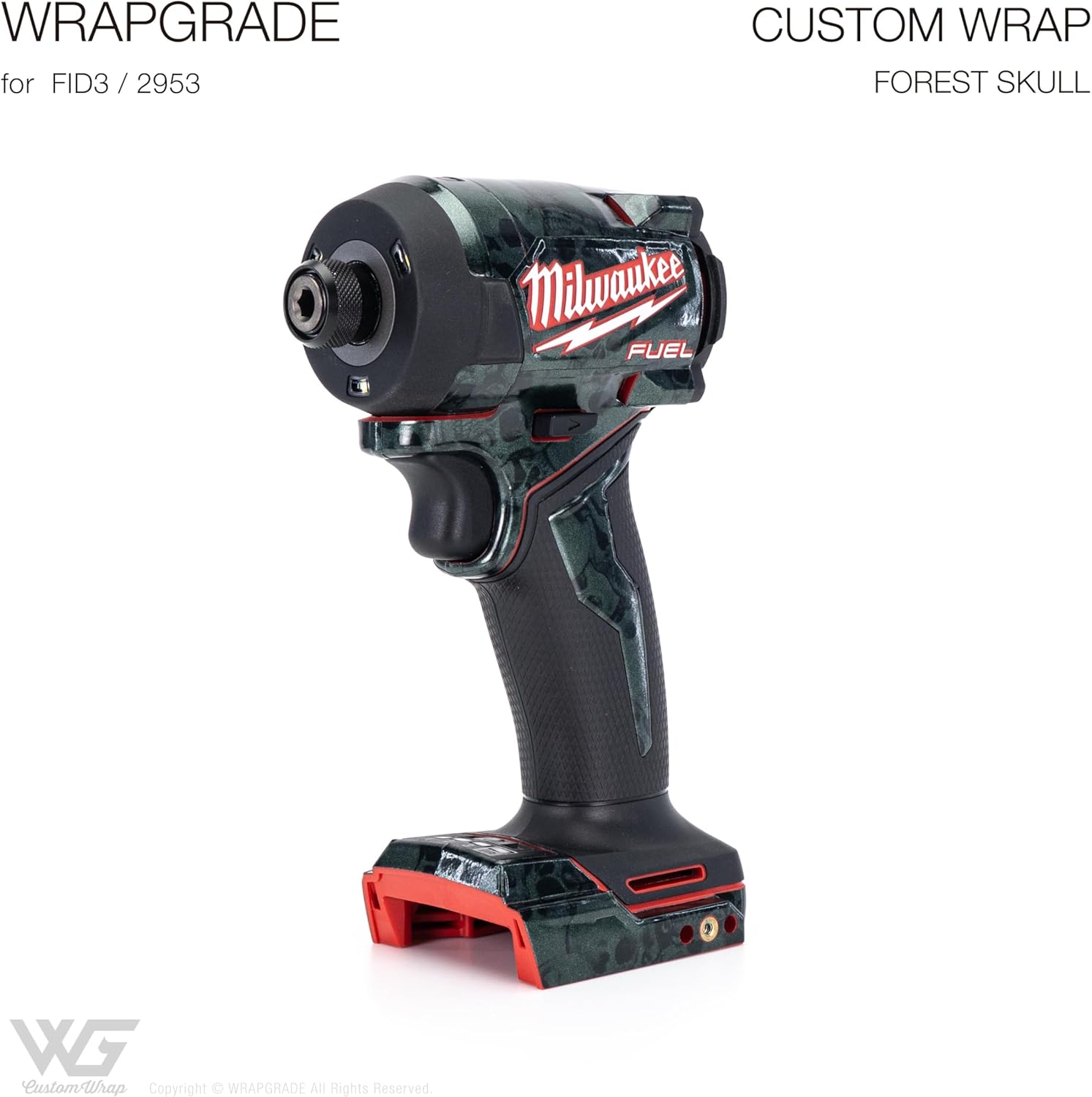 WRAPGRADE Custom Tool Skins Compatible with Milwaukee M18 FUEL Hex Impact Driver Model 2953 (FOREST SKULL)