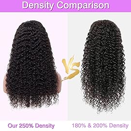 250% Density 13X6 Deep Wave Lace Front Wigs Human Hair Curly Wig Wet and Wavy HD Lace Front Wig Pre Plucked 100% Real Human Hair No Synthetic Blend No Tangle No Shedding Triple Lifespan 3X 24 Inch