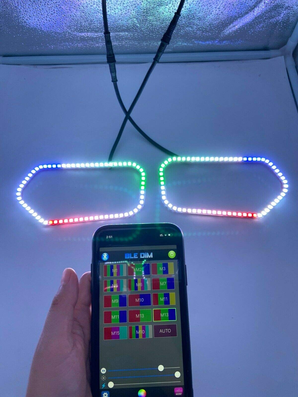 Dream Multiple Color Shift LED Halo Ring Can-Am Maverick X2 UTV RZR LED Headlights Chaser Bluetooth Control