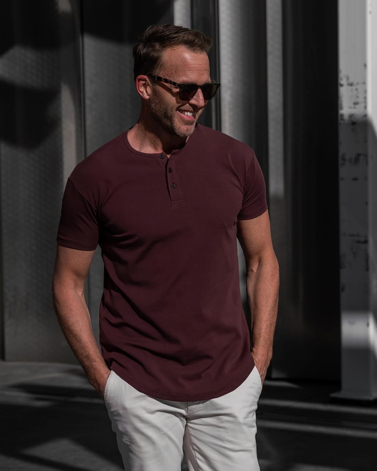 Rule Of Threads Curved Hem Henley Men's Origin T-Shirt