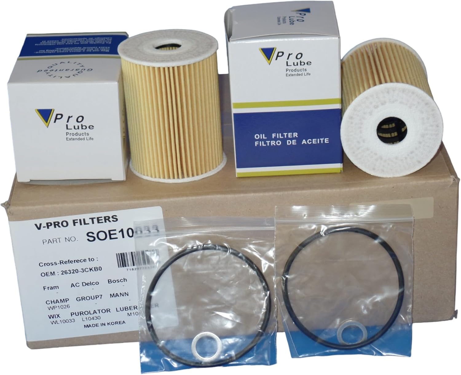 (LOT OF 6) 26320-3CKB0 / WL10033 Engine Oil Filter Fits: Genesis G80 V6 3.8 2017 Hyundai Genesis V6 3.8 2015-2017