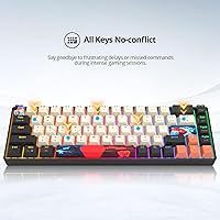 Vista 5 de Teclado para juegos 60% con cable, teclado mecánico portátil de 68 teclas, mini teclado compacto con interruptor rojo retroiluminado RGB, teclas PBT