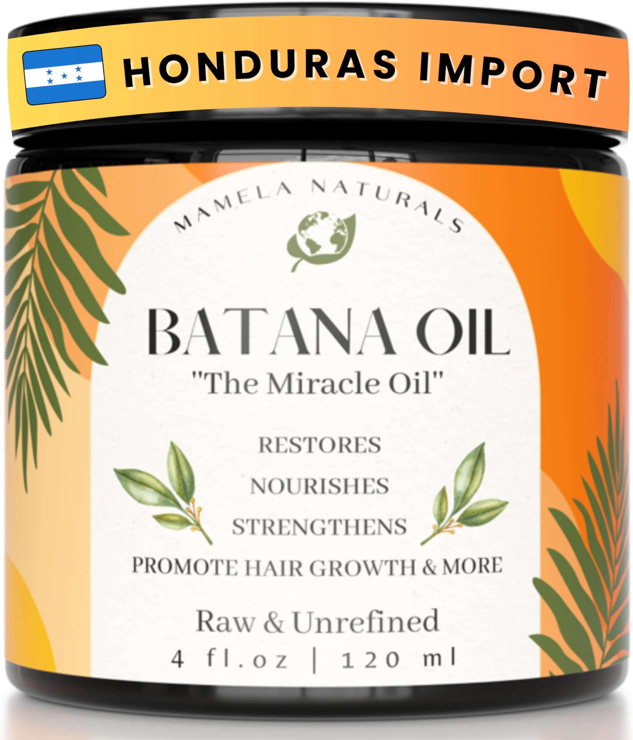 Mamela Naturals Raw Batana Oil for Hair Growth | Organically Sourced From Honduras | 100% Pure & Natural | Dr Sebi | 4 oz | Prevents Hair Loss, Eliminates Split Ends & Increases Shine | All Hair Types
