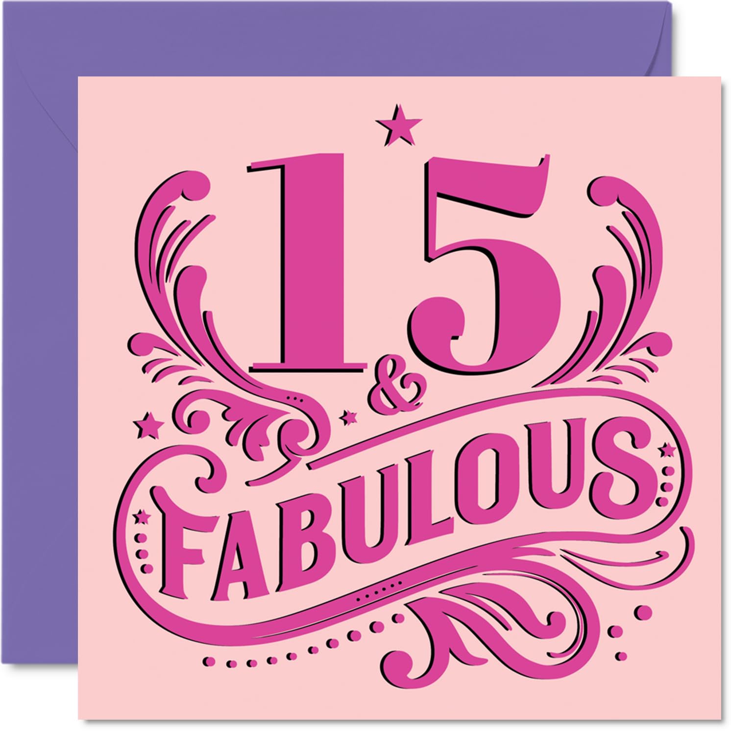 15th Birthday Cards for Girls - Fabulous - Happy Birthday Card for 15 Year Old Girl Daughter Step Daughter Cousin Niece, 145mm Bday Greeting Cards