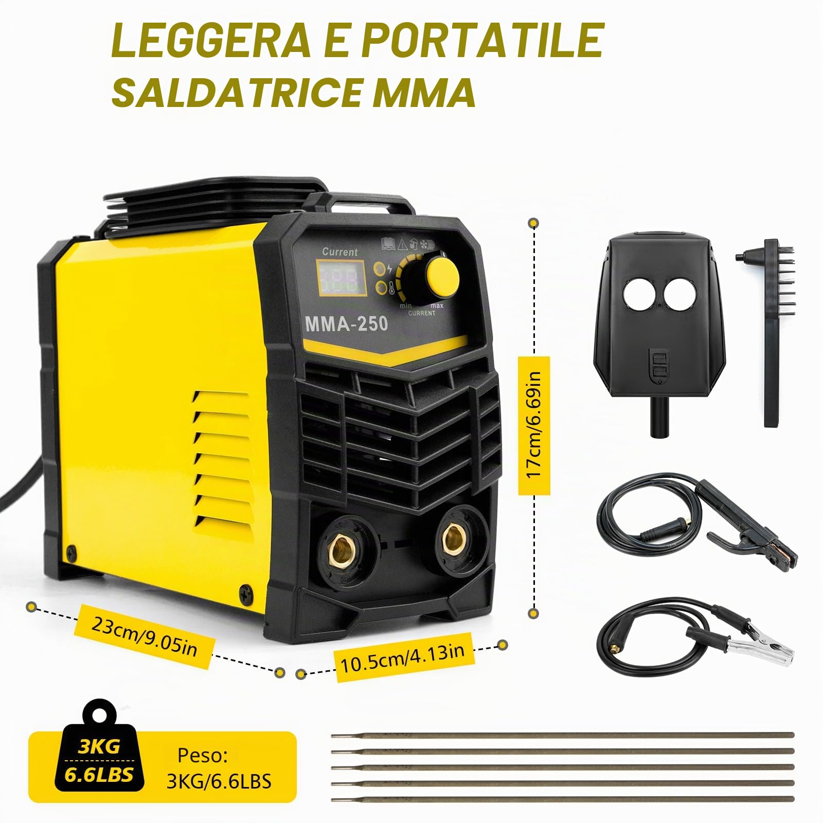 Saldatrice Inverter Elettrodo MMA 250A 220V, Display LED | IGBT DC Saldatrice Elettrodo, Saldatrice a Elettrodo Portatile, Hot Start, Arc Force, Elettrodi Saldatrice Morsetto Di Lavoro