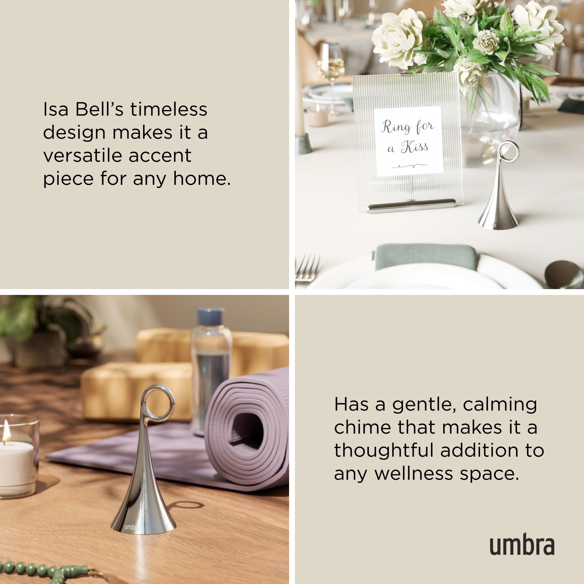 Umbra Isa Bell - Decorative Modern Dinner Bell, Chrome Hand Bell for Home or Office - Image 4